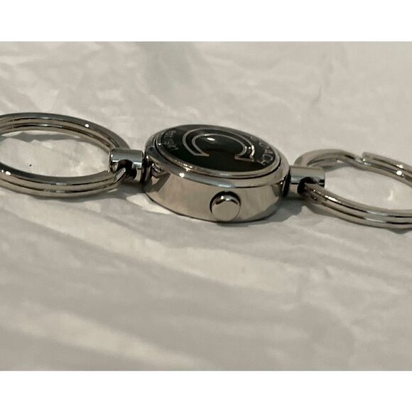 Coach Silver Green Black Dual Key Chain / Fob Purse Charm with Release - Picture 12 of 12